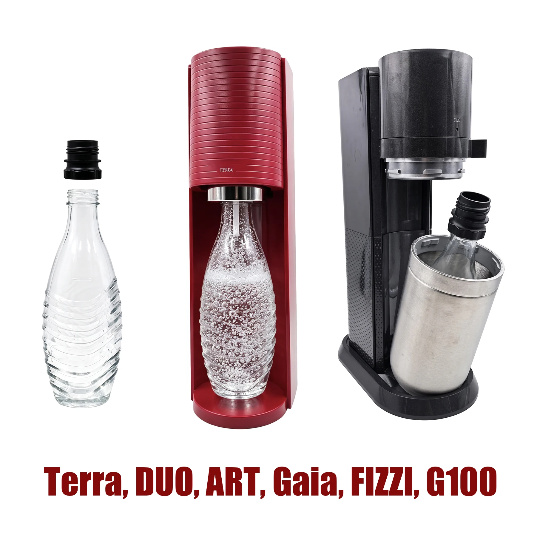 0,7L Kristallglasflaschenadapter für Terra, DUO, ART, Gaia, Fizzi, G100 Sprudelwasserbereiter Zubehör Sodawasser-Zubehör – Detail 2