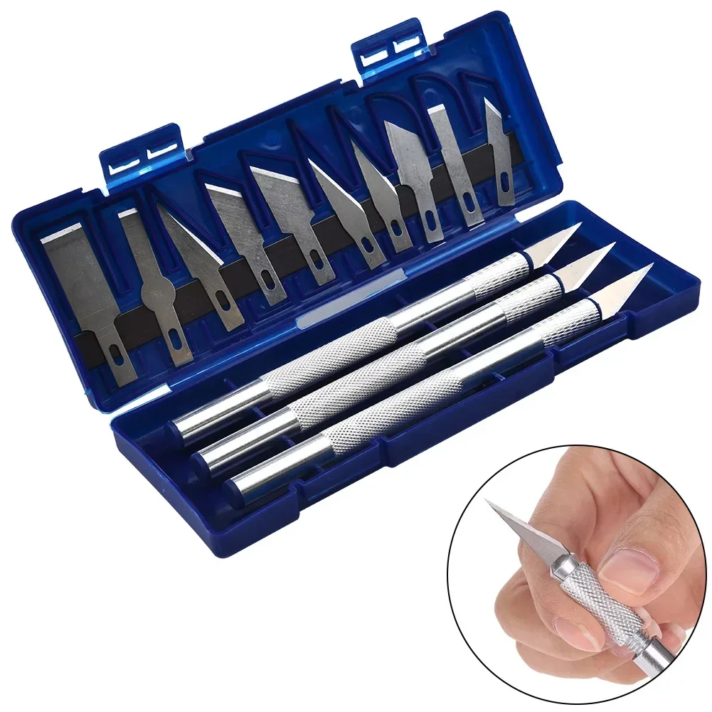 13pc Precision Cutter Set Exacto Hand Carving Tool Arts & Craft Hobby Kit Non-Slip Metal Scalpel1 Knife Tool Kits Cutter Engravi