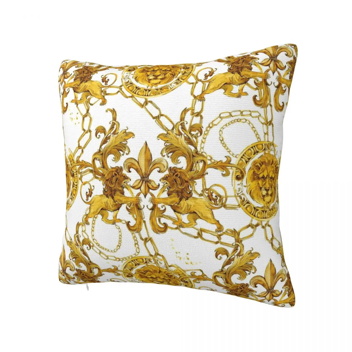 Golden Lion Baroque Vintage Pillowcase Printing Fabric Cushion Cover Gift Pillow Case Cover Home Zippered 45*45cm