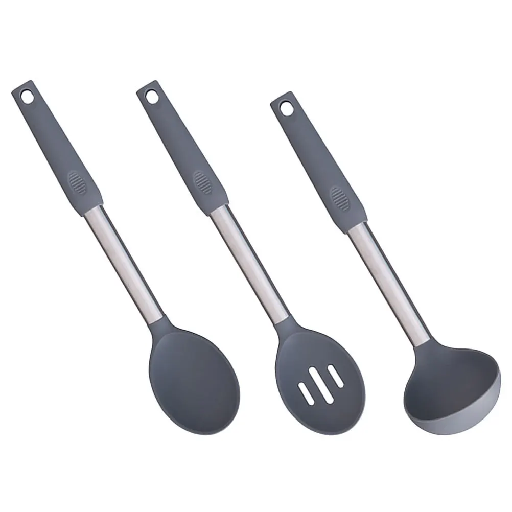 

Non Stick Silicone Kitchenware Set Scoops Supply Stainless Steel Food Grade Cooking Utensils