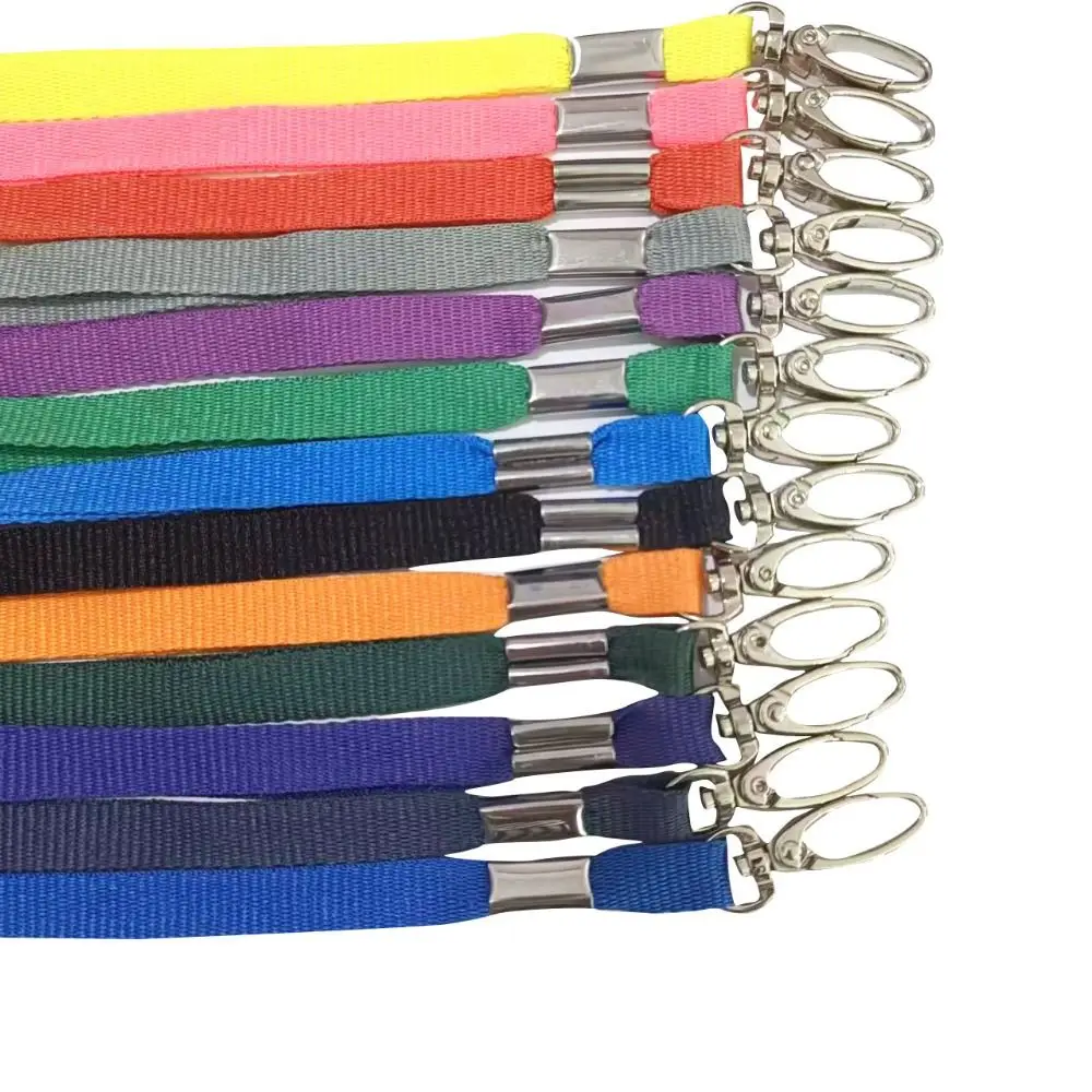 Metal Clip Lanyard Neck Strap Safety Break Length 90 Cm Lobster ID Card Pass Holder Solid Color ID Pass Card Badge Plain Lanyard