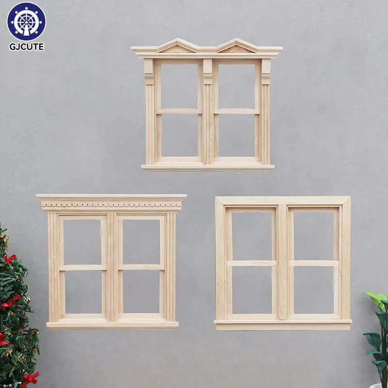 1:12 Dollhouse Miniature Wooden Window Sliding Panel Windows Can Be Painted Furniture Model Decor Toy Doll House Accessories