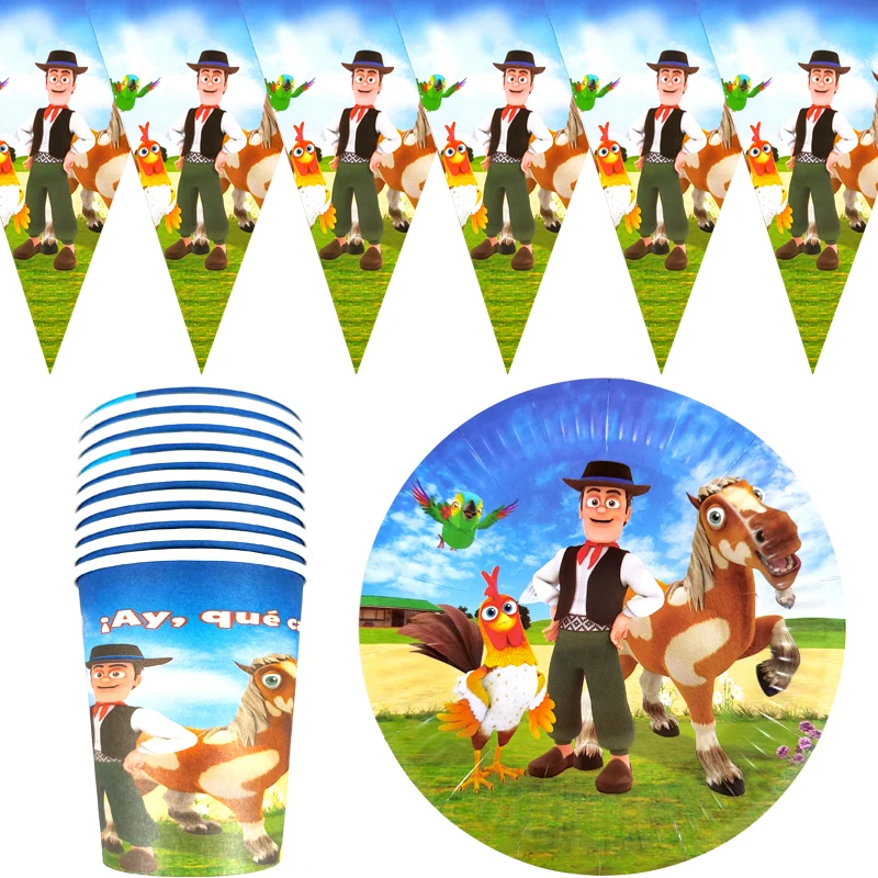 

La granja de zenon Farm Ranch Theme Banner Flags Baby Shower Plates Cups Decorations Birthday Party Tableware Set 60pcs/lot