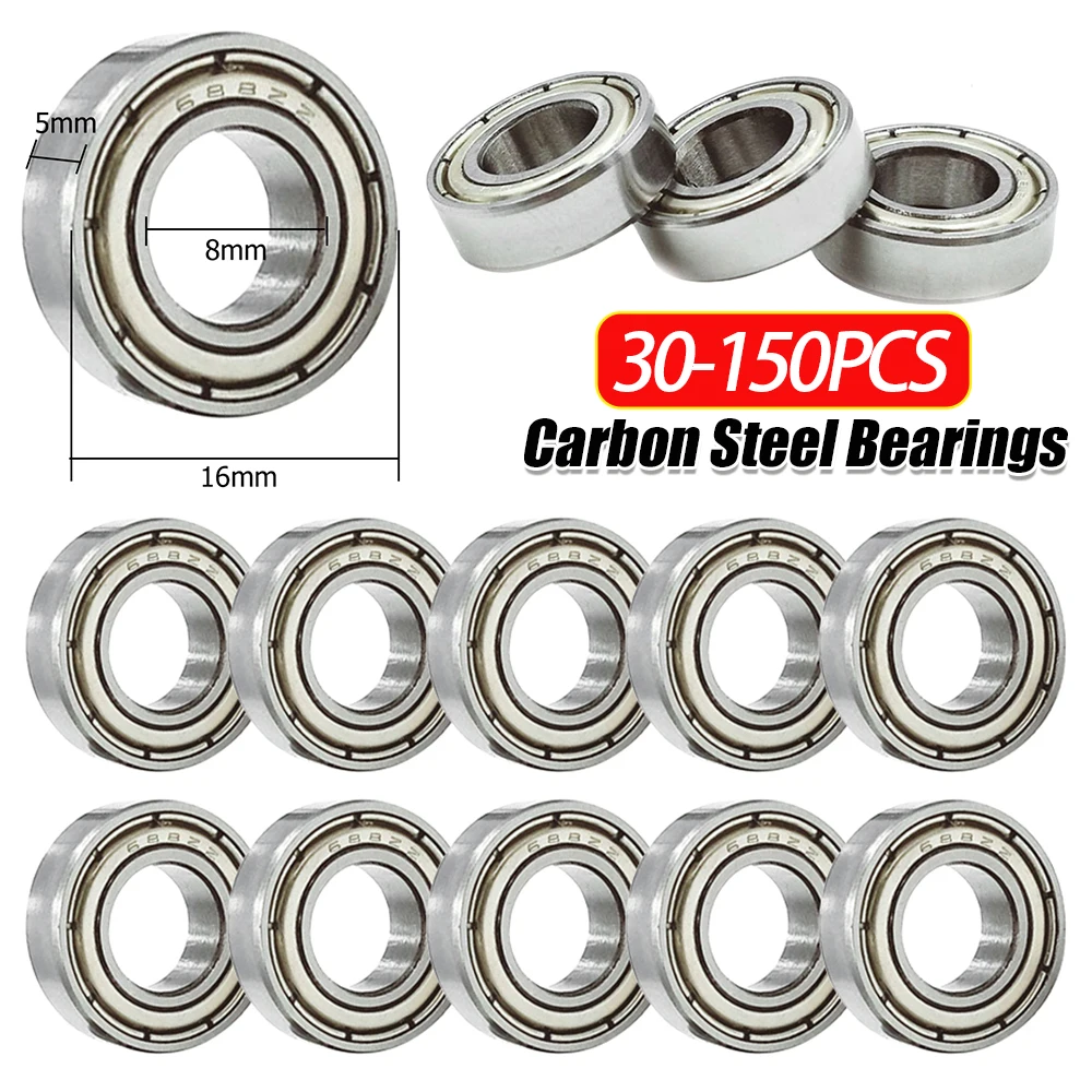 Doppelte Metalldichtungslager, doppelt geschirmtes Lager aus Kohlenstoffstahl, 8 x 16 x 5 mm, Nutlager, schwere Last, 3D-Drucker-Teile