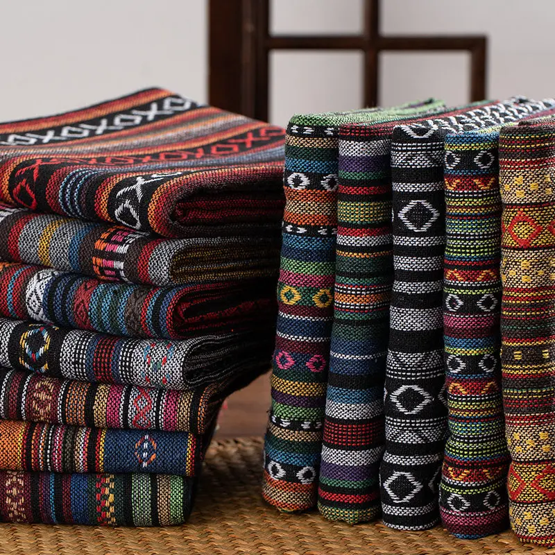 Bohemian Ethnic Jacquard Woven Fabric Geometric Striped Cloth for Dress Sofa Curtain Bag DIY Sewing Upholstery Textile Material