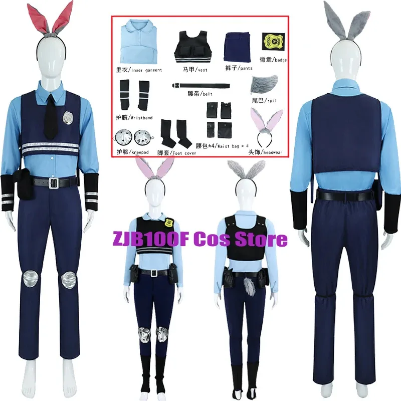

Anime Rabbit Police Cosplay Judy Cosplay Costume Women Cop Uniform Suit Halloween Party Role Play Bunny Outfit for Woman Men