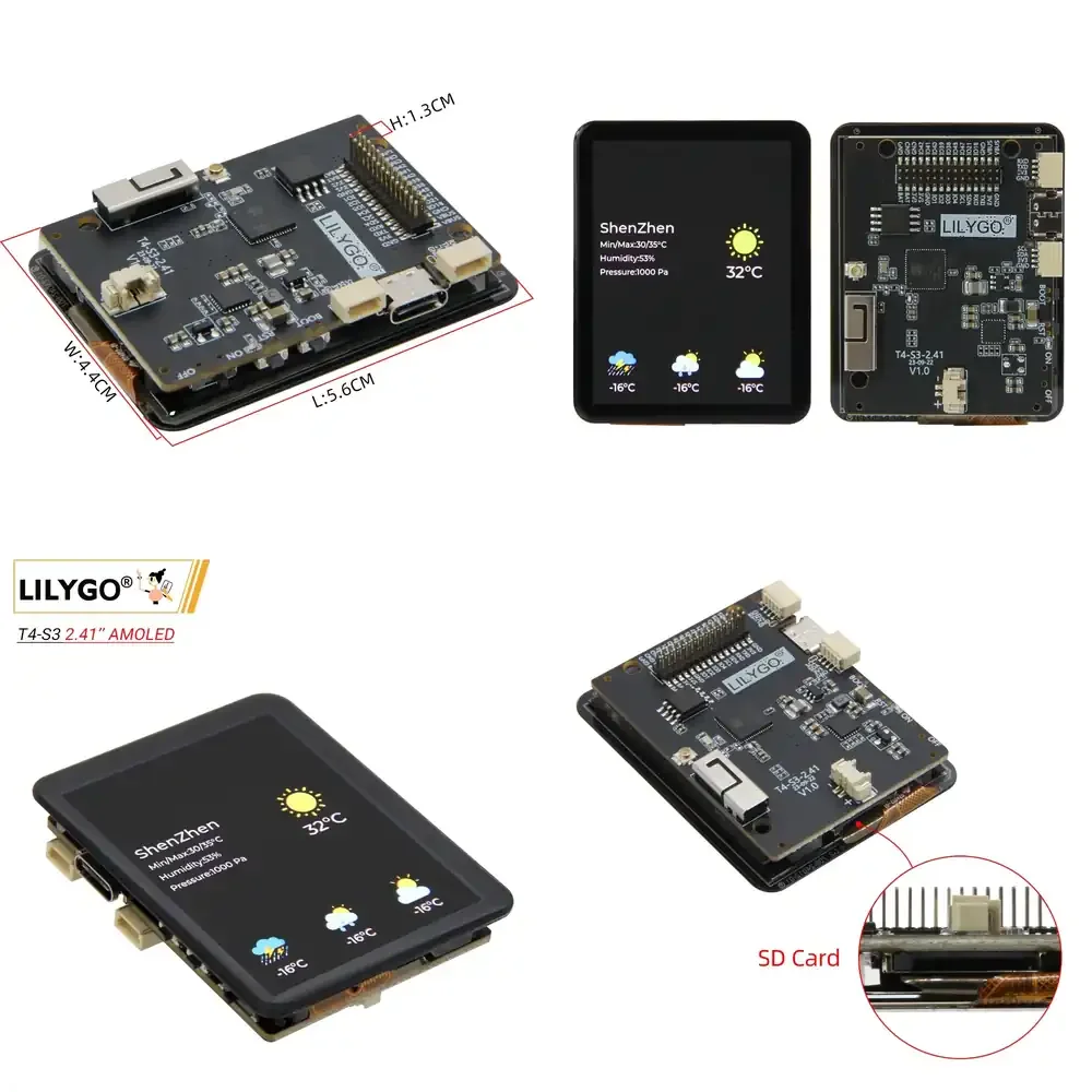 LILYGO T4-S3 Development Board 2.41-inch AMOLED Touch Display RGB Screen Dual-Core LX7 Microprocessor ESP32-S3 WIFI Bluetooth