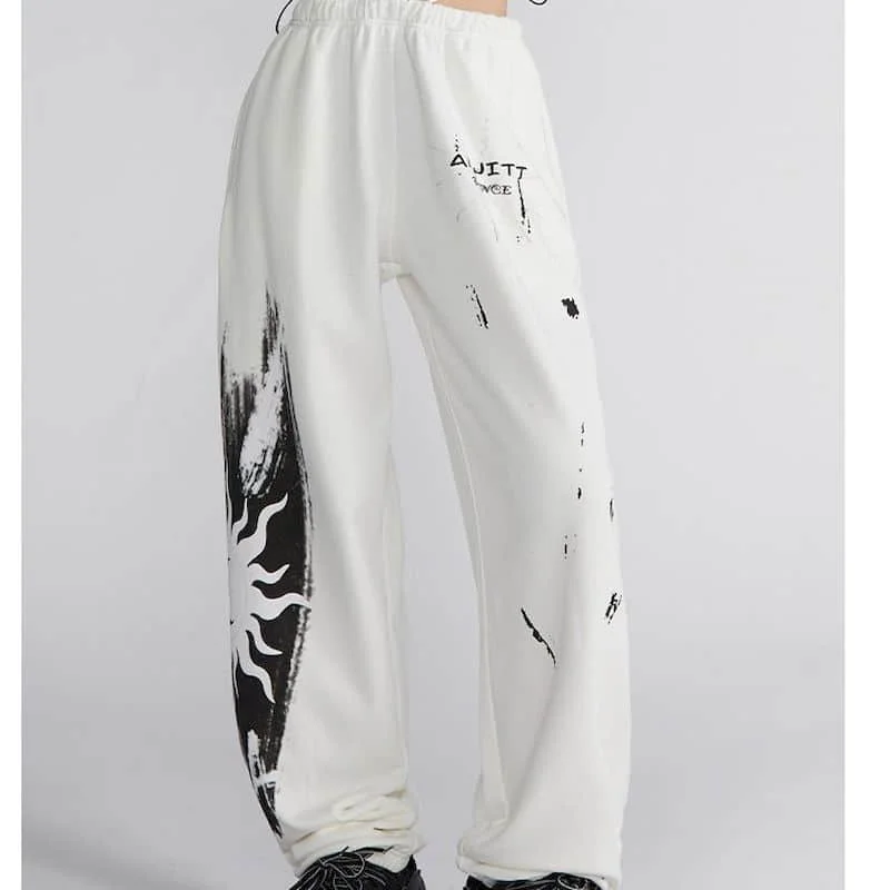 

Women Pants American High Street Hip-hop Sporty Graffiti Casual Jazz Printed Trousers Korean Fashion Streetwear Women Clothing