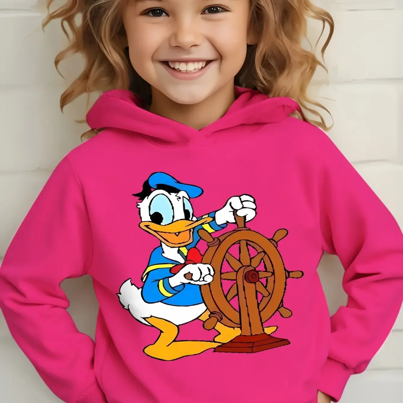 ديزني دونالد داك الخريف الشتاء موضة الاتجاه الأطفال مقنعين البلوز اليومية في الهواء الطلق الرياضة الشارع ملابس علوية فضفاضة غير رسمية