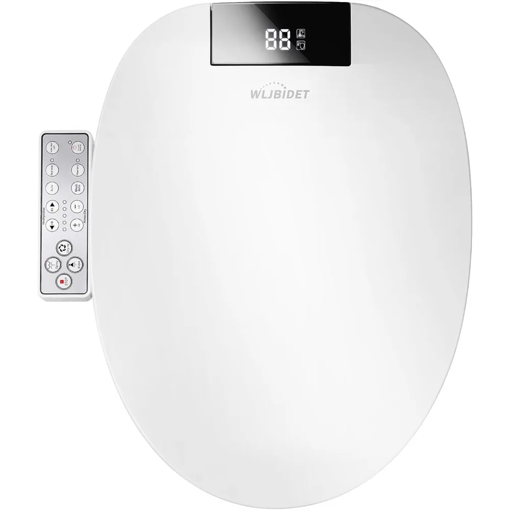 

Heated Bidet Toilet Seat with Instant Warm Water, Self-Cleaning Nozzle, Adjustable Sprays, Warm Air Drying, and Soft Seat