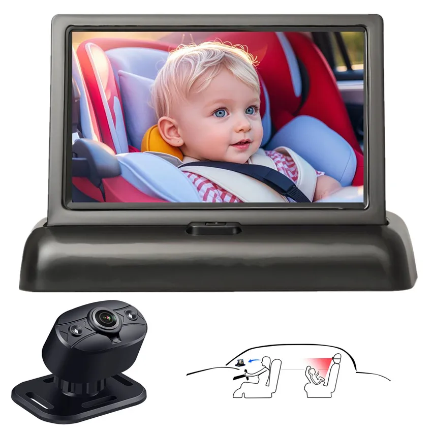

2025 New Hot Selling 4.3 Inch HD Vision Baby Car Monitor Back Seat Camera With Video Viewing for Babies
