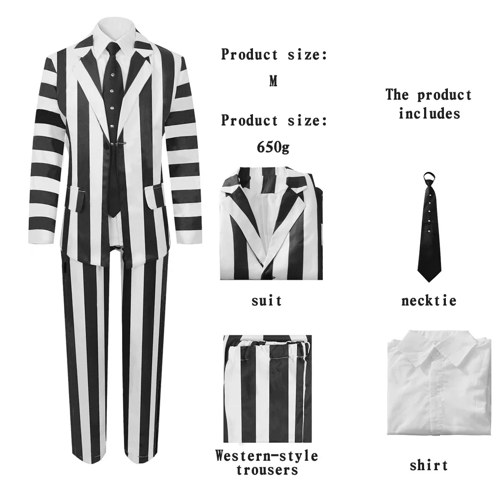

Косплей Beetle Juice, le grand Sorcier des Enfers, Performance d'Halloween