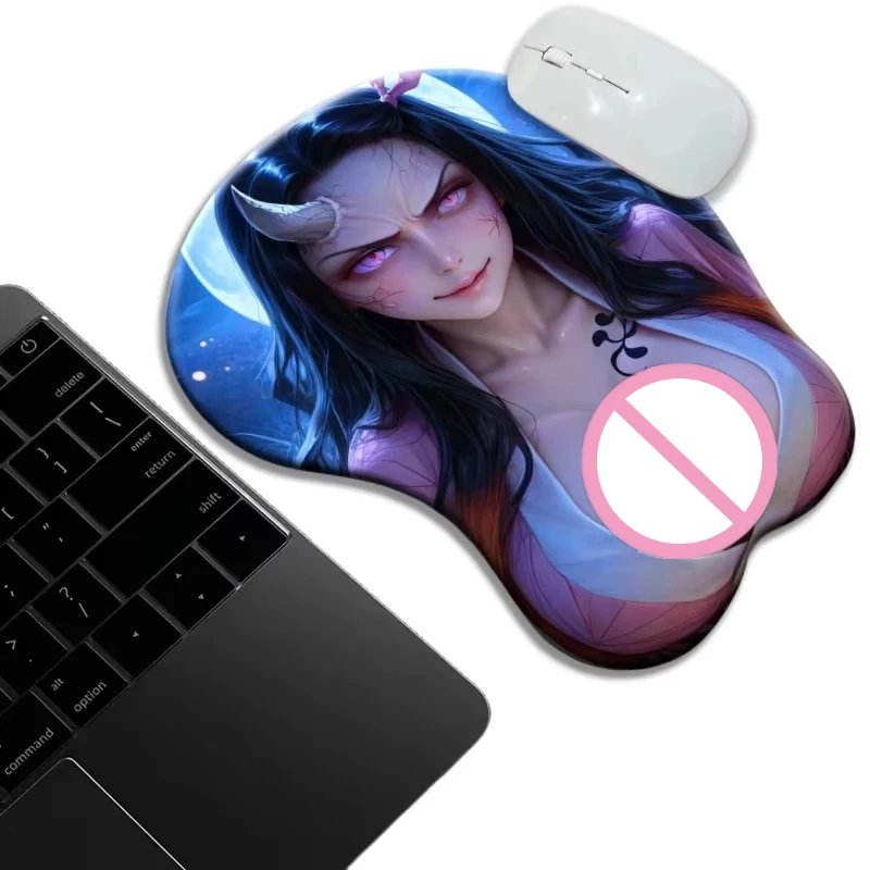Anime 3D Kamado Nezuko Japanese Style 3D Silicone Wrist Rest Mouse Pad Desk Pad for Gaming Use Ergonomic