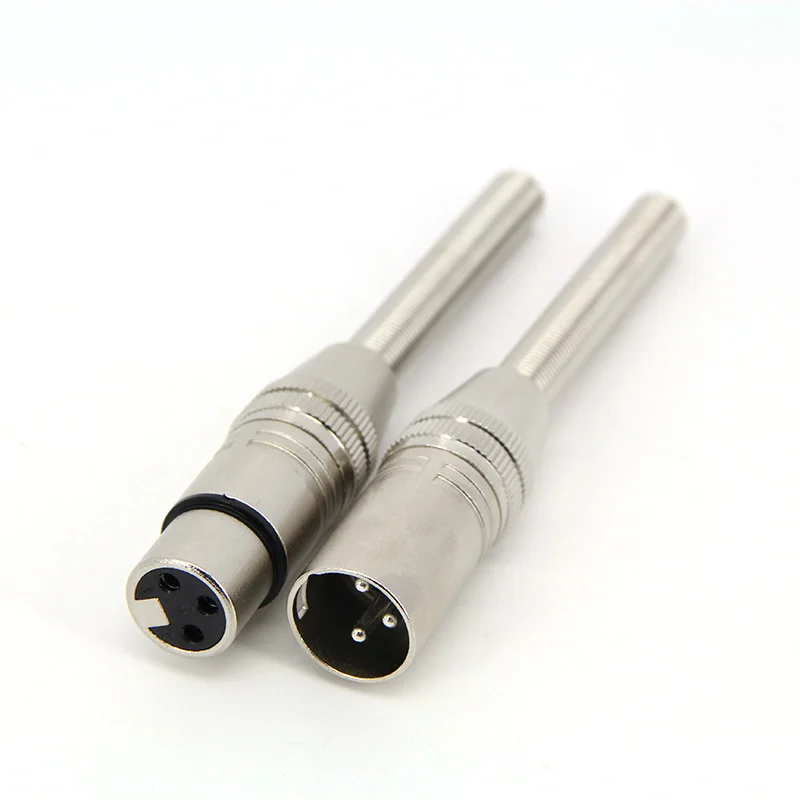 3-pin card smashing pin male female head XLR long balanced sound box microphone connector plug with spring M20