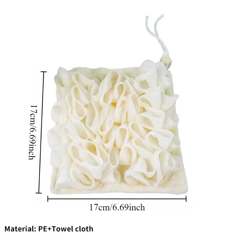 منشفة استحمام اثنين في واحد يمكن وضع كرة حمام الصابون المحمولة على الوجهين زهور الاستحمام العناية بالبشرة تقشير حاويات فرك الجسم #4