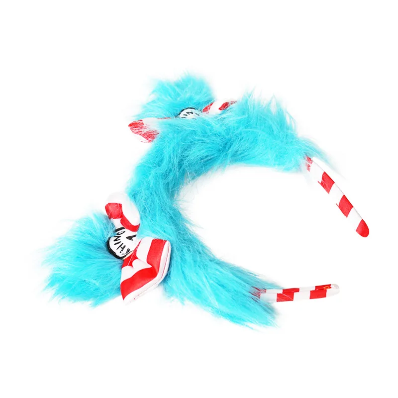 Seuss Acessórios de fantasia Trajes EUA Coisa 1 e Coisa 2 Tiara Bopper para crianças Azul Vermelho Branco Listrado