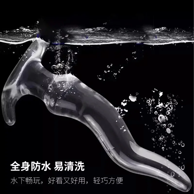 False Dildo Transparent Curved Silicone Metal Anal Plug Safe Bottom G-spot Adult Sex Toy Male and Female Anal Plug Back Massager view 5