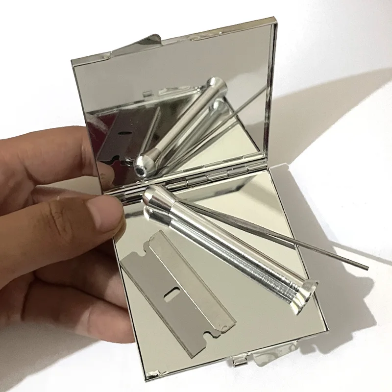 Metal Tin Kit Cigarette Lady Storage Holder 1Set Metal Box Blade Metal Straw Accesion Portable 4pcsGold,Sliver view 4