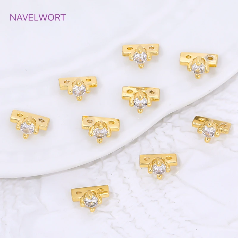 18K Gold Plated Brass 2 Holes Separator Bar,Inlaid Zircon Bead Separators For Bracelets Accessories,DIY Jewelry Materials image 3