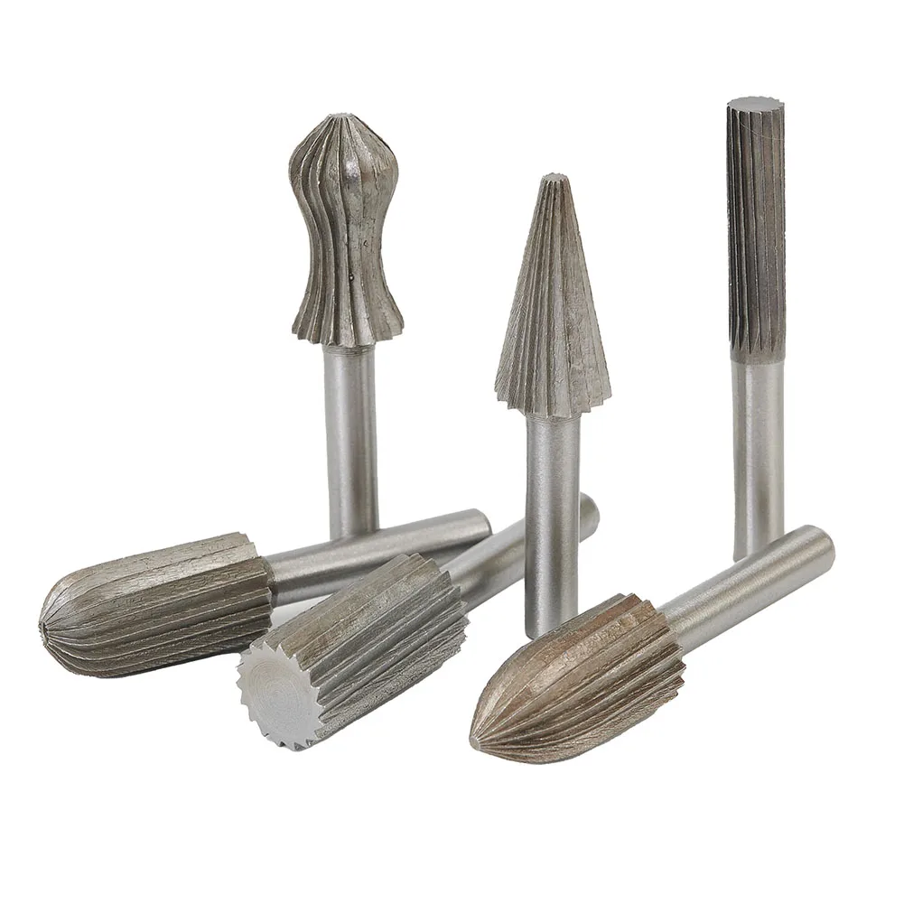 6 Pcs/set 6mm Mills Carbide Burr Bit Engraving Rotary Cutter Files Carbide End Mills Cutter Drill Bit 6 Pcs/set