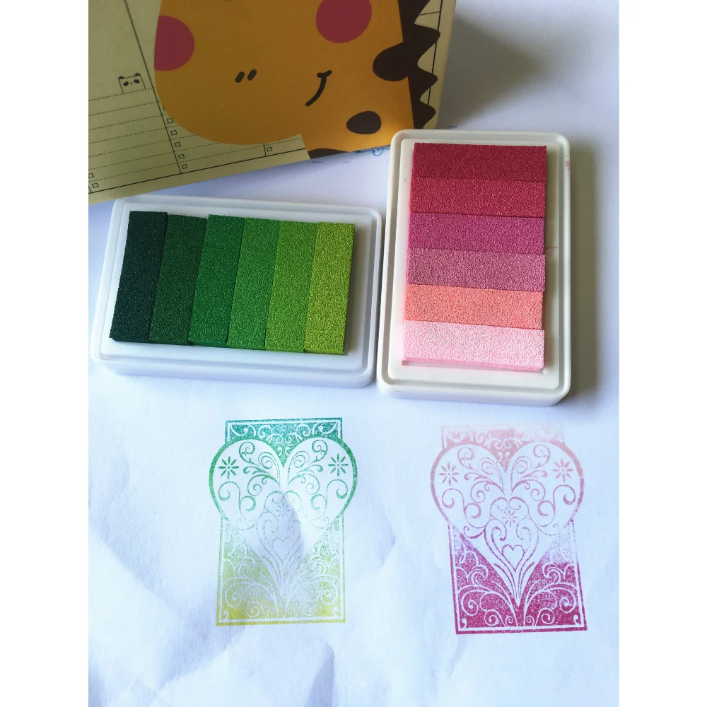 6colors 9.5*6.3CM  Inkpad Craft Oil Based Diy Ink Pads for Rubber Stamps Scrapbook Wedding Decor Fingerprint Kids Art Supply