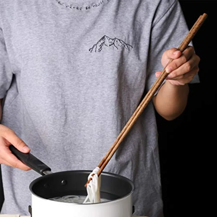 عيدان طبخ خشبية طويلة جدًا من Muso مقاس 16.5 بوصة، أعواد تقطيع خشبية قابلة لإعادة الاستخدام على الطراز الياباني الكلاسيكي، عيدان المطبخ 2 Pai