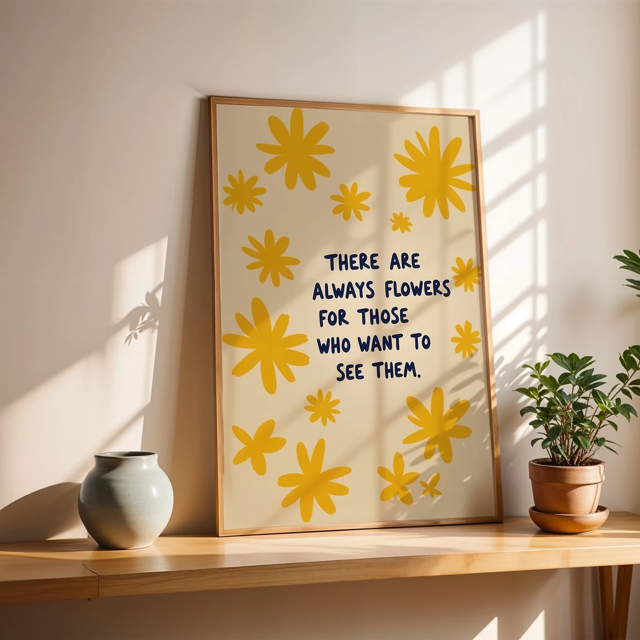 Modern,Retro Bohemian Yellow Floral Quotes Wall Art Print Canvas Painting Poster Picture For Bedroom,Living Room Home Decor