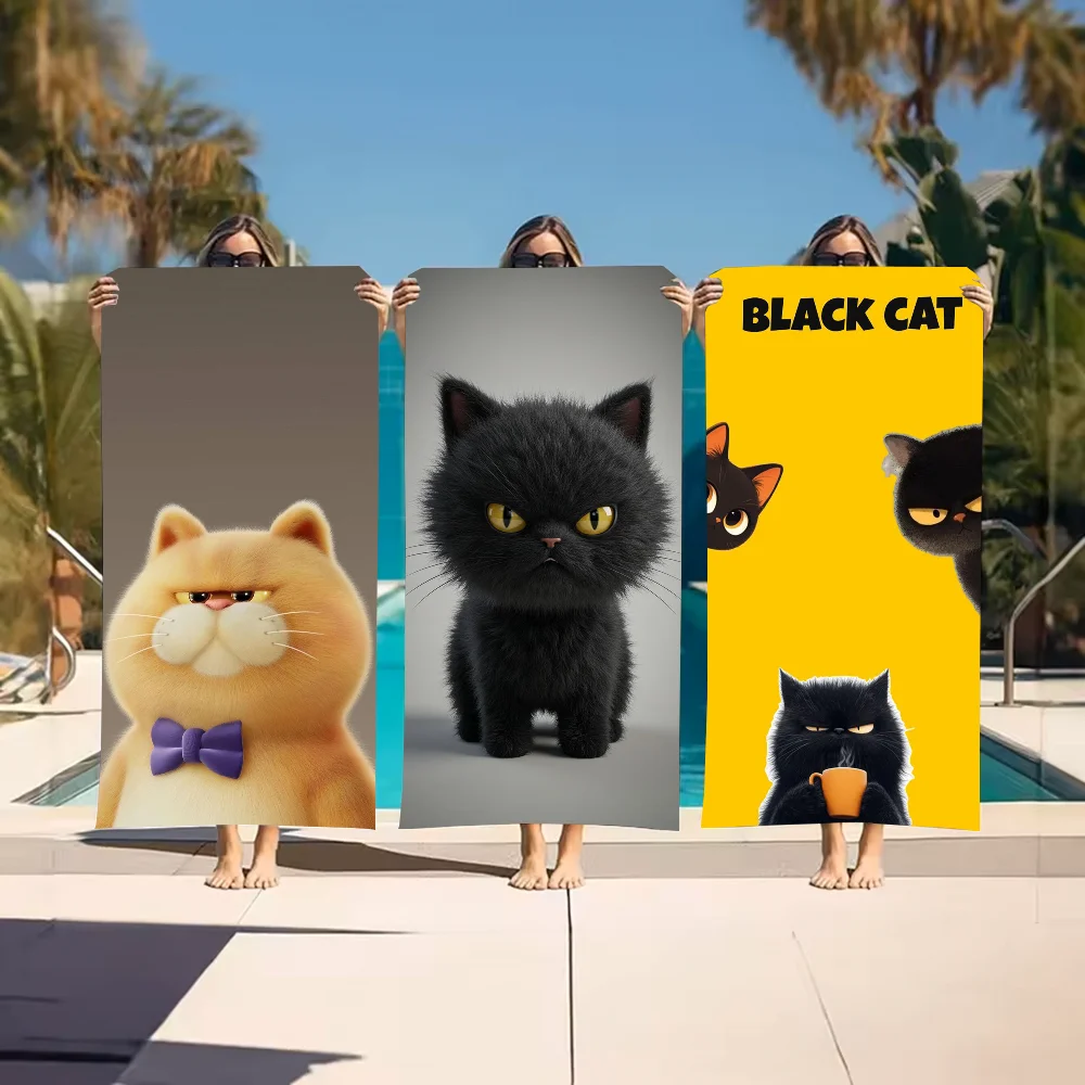 

Cute Cat Towel Beach Towel Large Size Outdoor Travel Camping Absorbent toallas Towels Summer Swimming