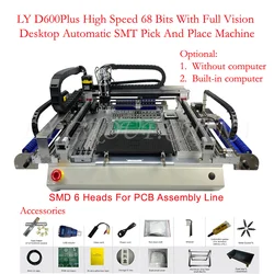 68 Bits Full Vision Desktop Automatic SMT Pick Place Machine Chip Mounter LED SMD 6 Heads D600Plus High Speed