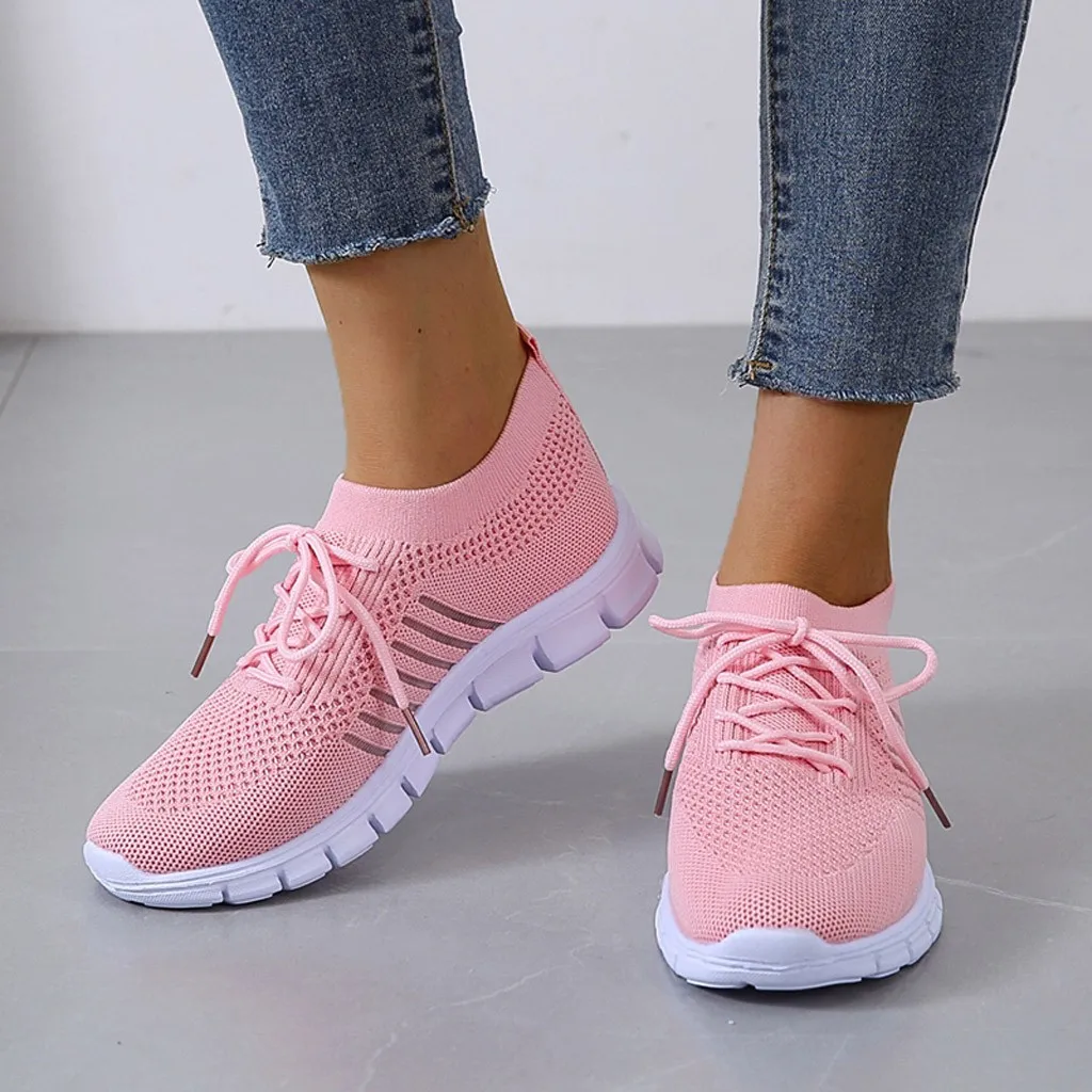 Fashion Women Sport Shoes Summer Classic Mesh Breathable Casual Lace-Up Runing Shoes Daily Matching Comfy Lightweight Shoes