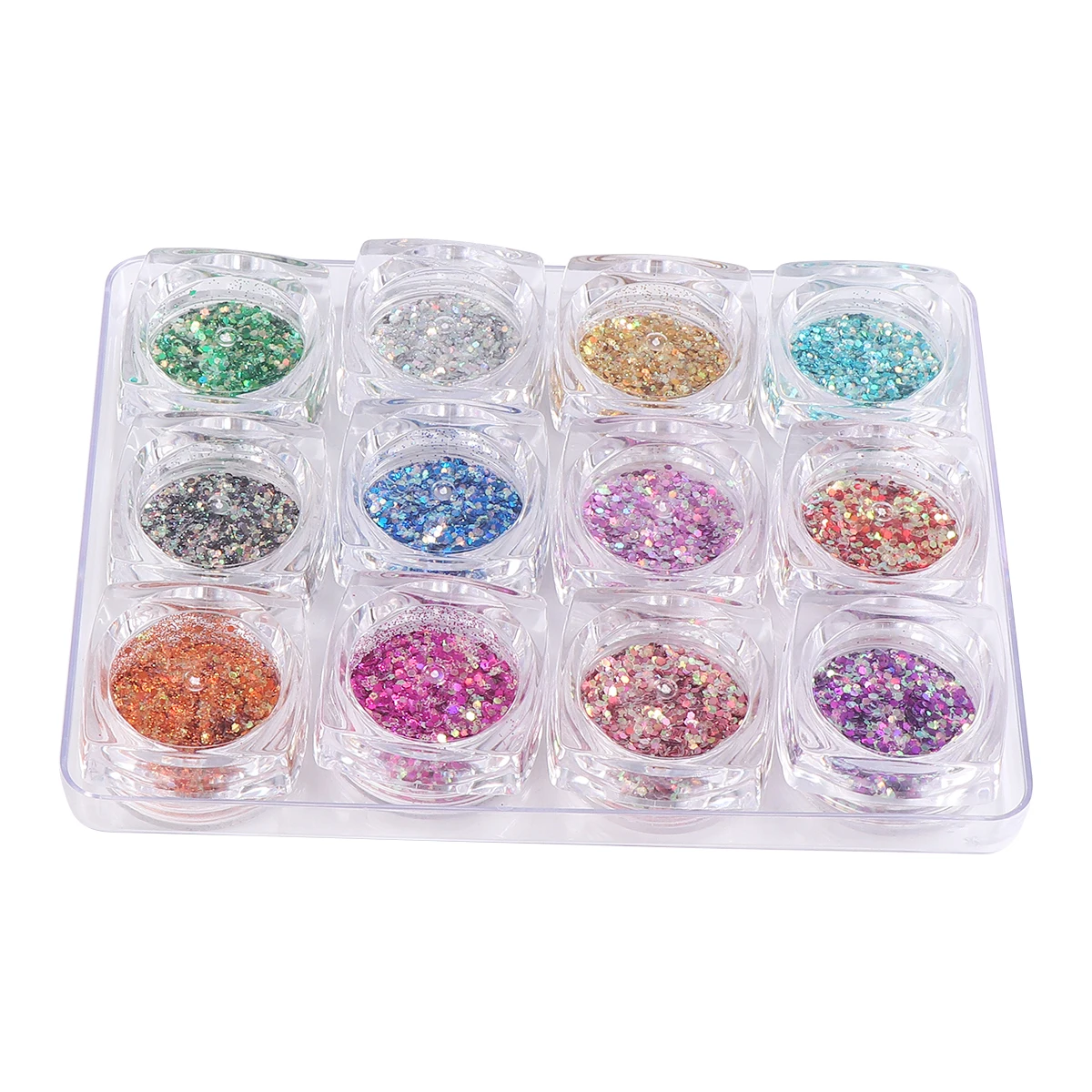 12pcs Sequin Glitter Set Art Supplies For Natural Artificial Nails Diy Manicures Decoration Women Ladies Gift Nail Stickers