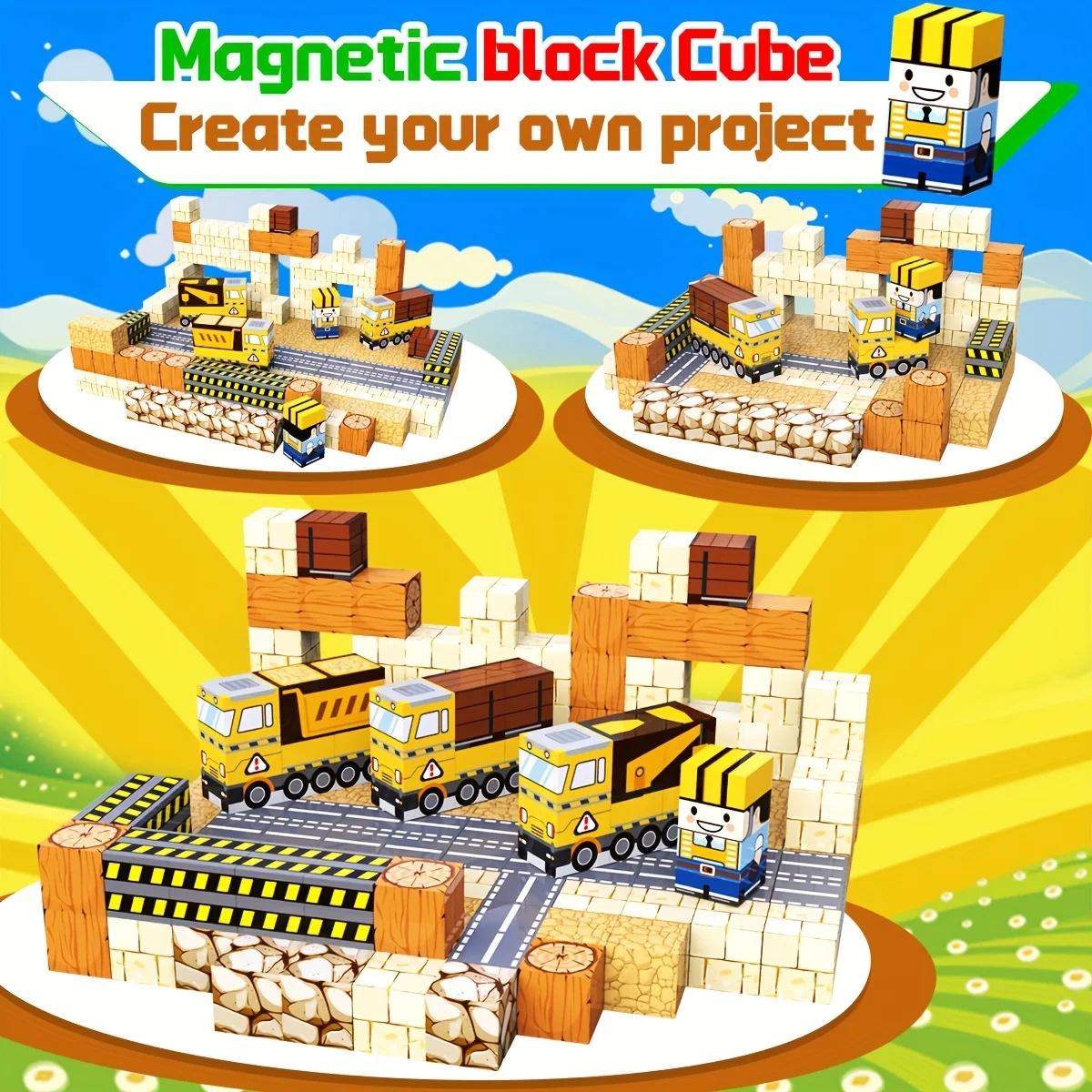 Magnetic Building Blocks Set, Educational Toy, Magnetic Toys for Christmas Halloween Gifts, Perfect Birthday Gift, Random Color