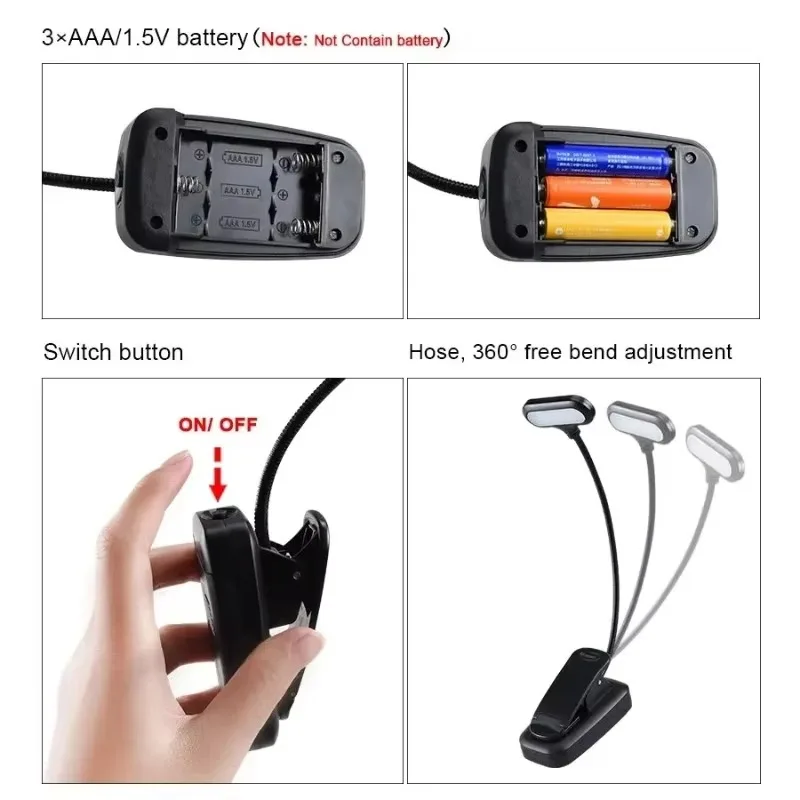 Flexible Clip LED Book Light Mini Eye Caring Reading Lamp Battery Operated Desk Night Lamp for Student Bedroom Study