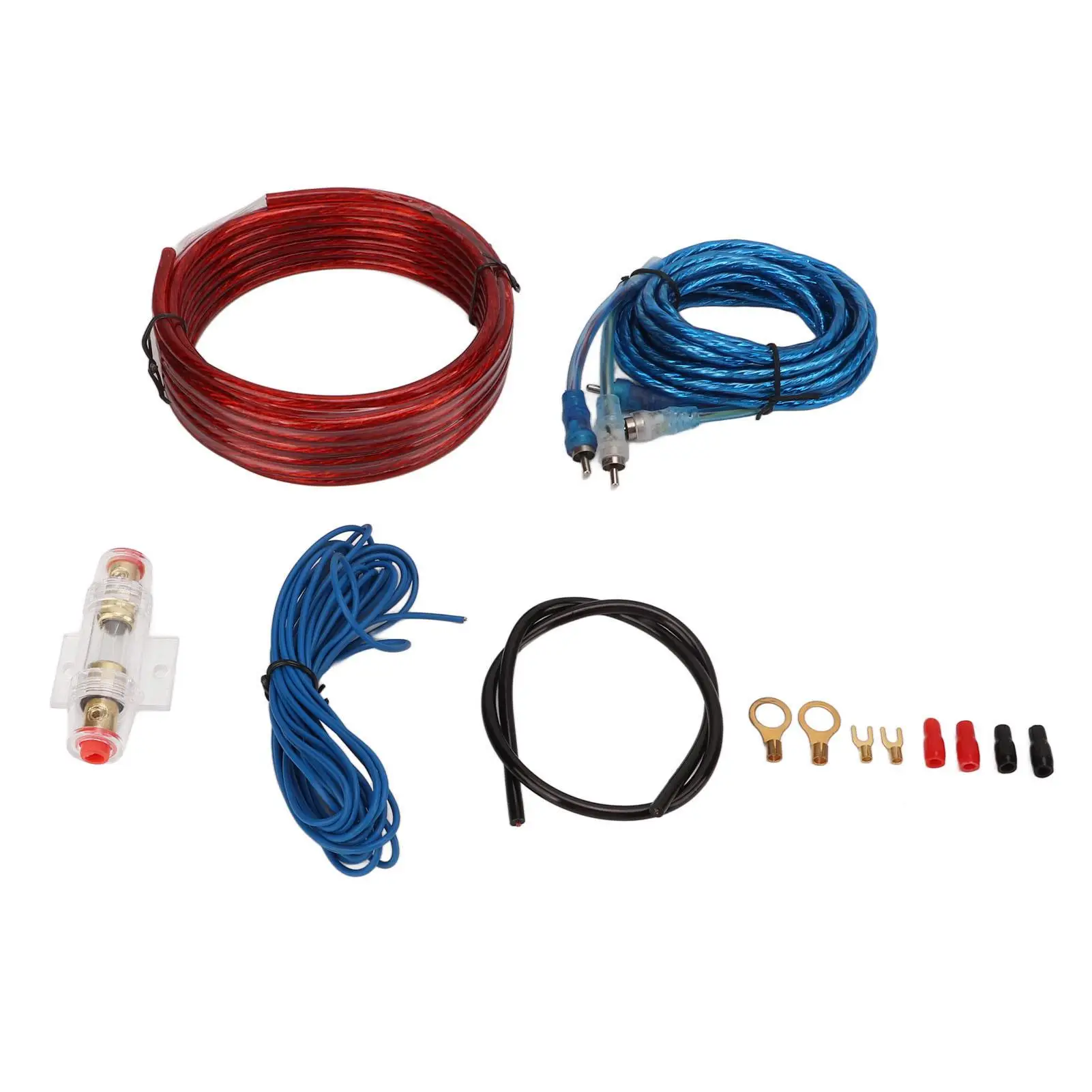 

8 Gauge Car Amplifier Wiring Kit - Power Cable & Audio Line for auto Speakers & Subwoofers - Essential Car Accessories