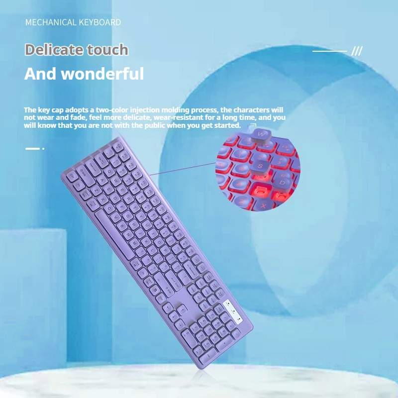 Rgb Backlit Wireless Keyboard And Mouse Combination Rechargeable Luminous Letters Full-Size Ergonomic Sleep Mode 2.4ghz Laptop