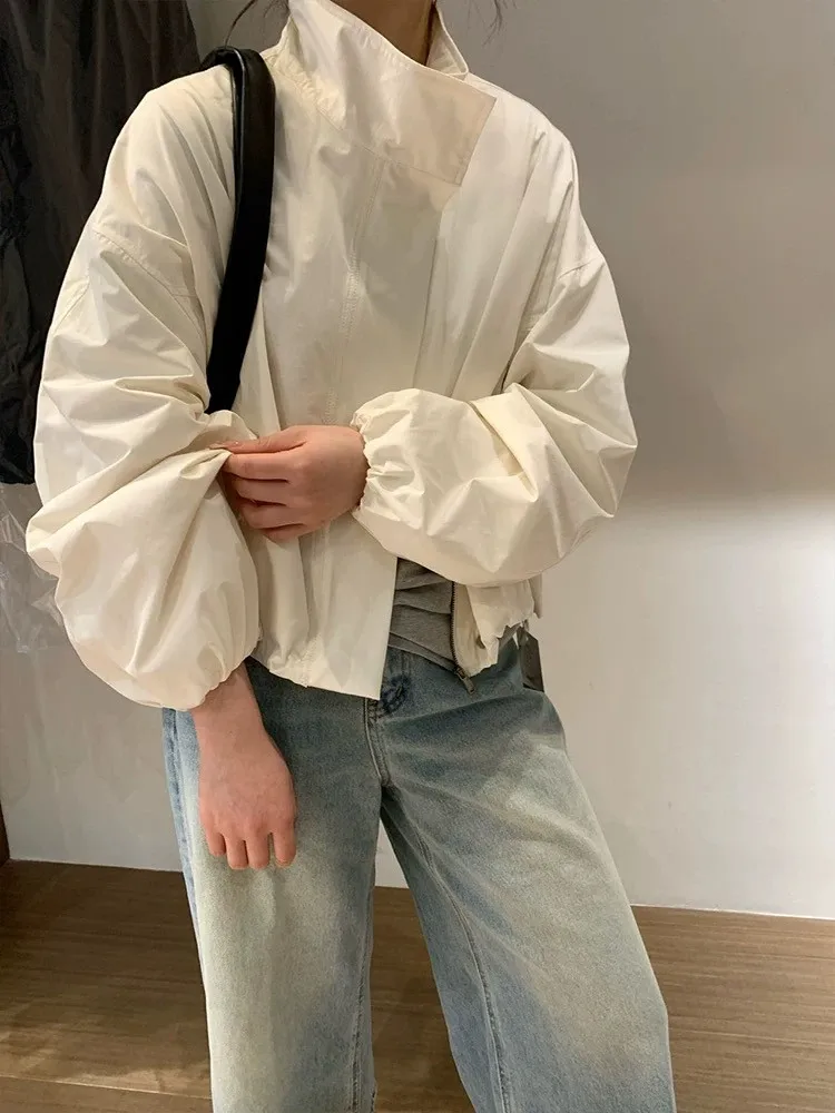 Korean Style Casual Stand Collar INS Style Women's Jacket Fashionable Spring and Autumn Loose Commuting Windproof Women's Top