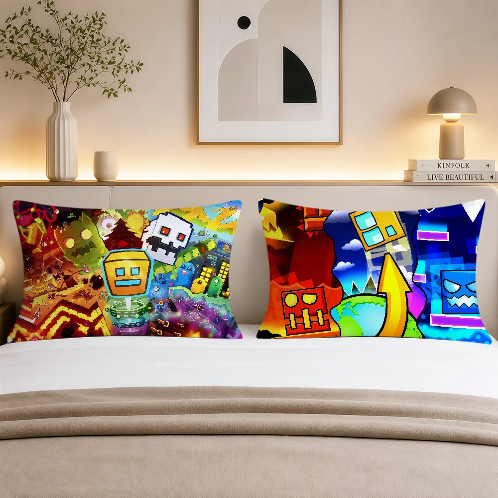 Fotografia 4: Capa de Almofada Fun Game Geometry D-Dash Lite, Capa de Almofada Retangular Macia para Decoração de Sofá, Sala de Estar, Dormitório, Presente