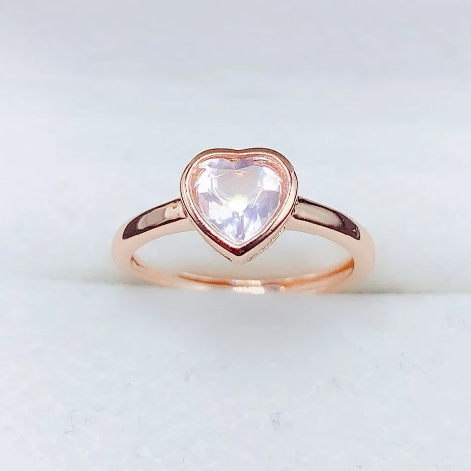 

Кольцо из настоящего серебра 925 пробы с натуральным розовым кварцем 6 мм, ювелирное изделие с сертификатом, кольцо из стерлингового серебра с кристаллами для повседневной носки