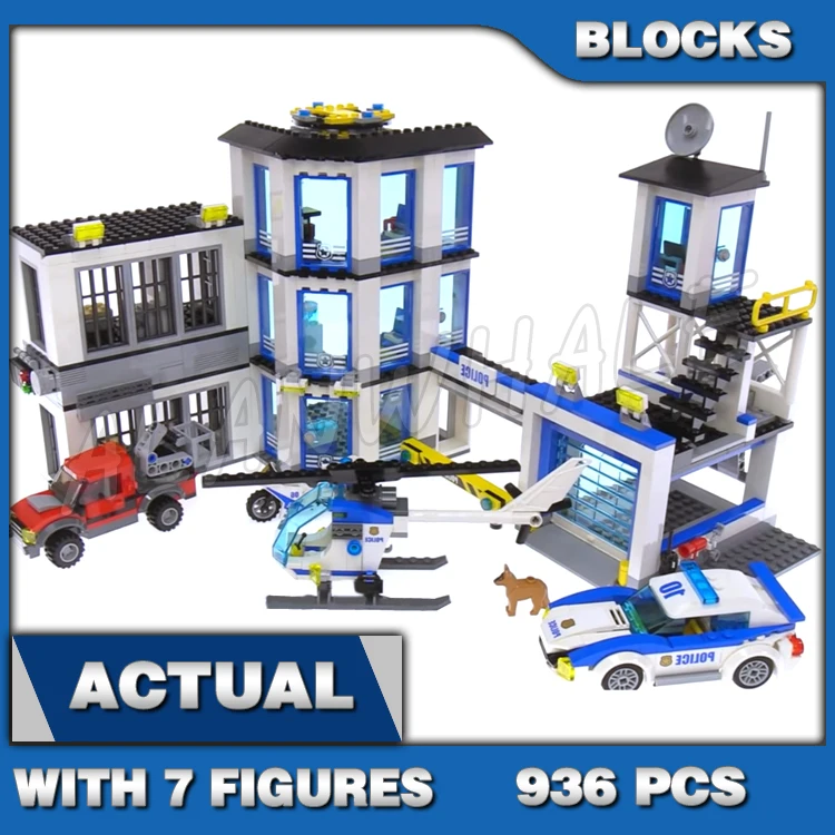 936pcs City Cop Station Pursuit Car Motorbike Crooks Truck Helicopter 10660 Building Blocks toys Compatible with Model