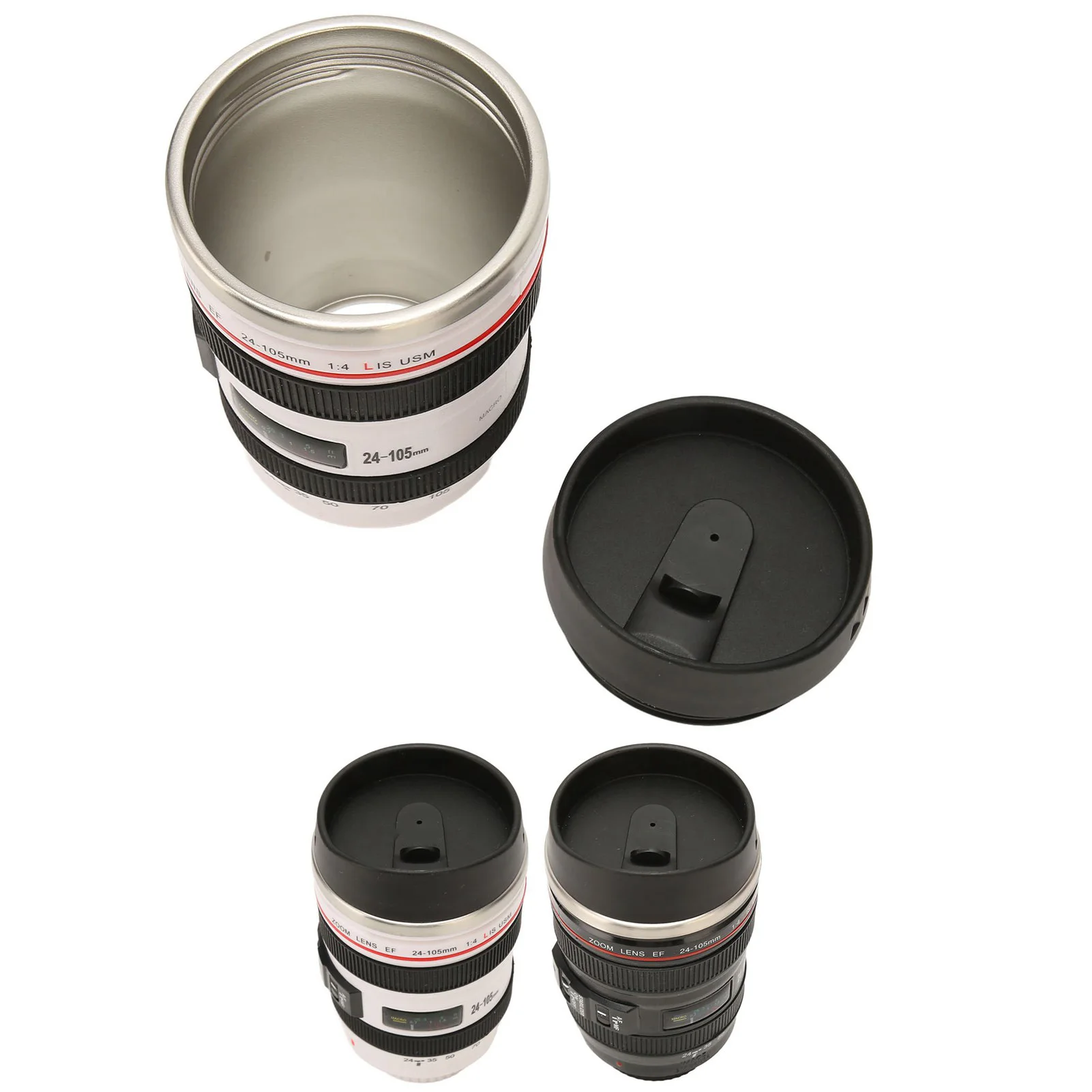 1PC Stainless Steel Camera EF24-105mm Coffee Lens Mug White Black Coffee Mugs Unique Cup Gift Travel Coffee Cups Home Supplies