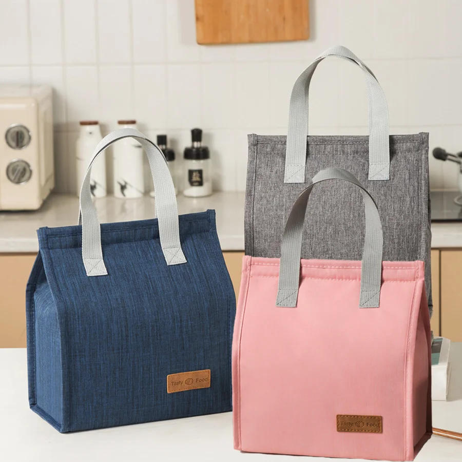 Students Convenient Lunch Box Bags Tote Food Container Bag Oxford Lunch Bags Fresh Cooler Thermal Cooler Pouch for Office