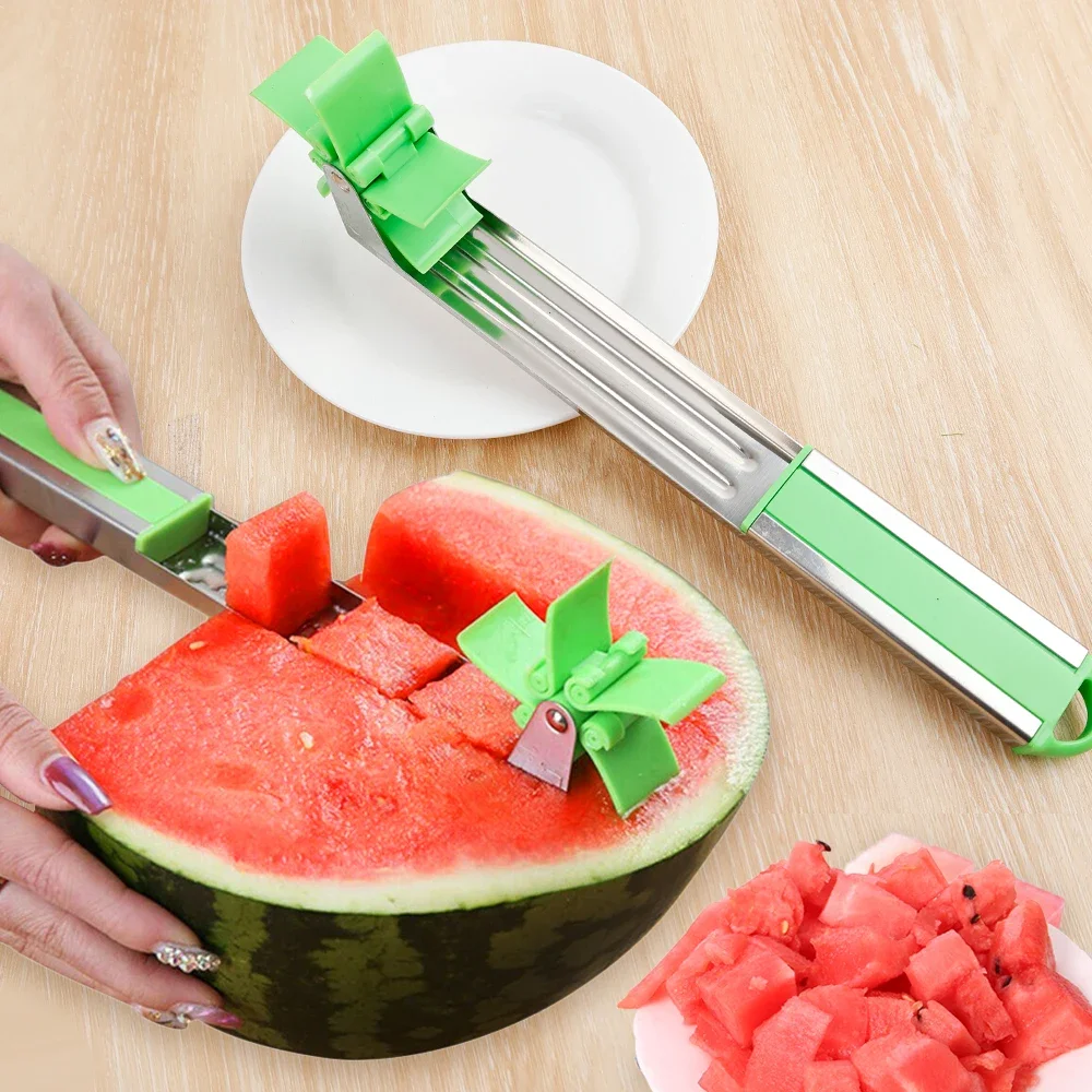 Stainless Steel Watermelon Slicer Cutter Windmill Shape Design Kitchen Gadgets Salad Fruit Slicer Cutter Tool