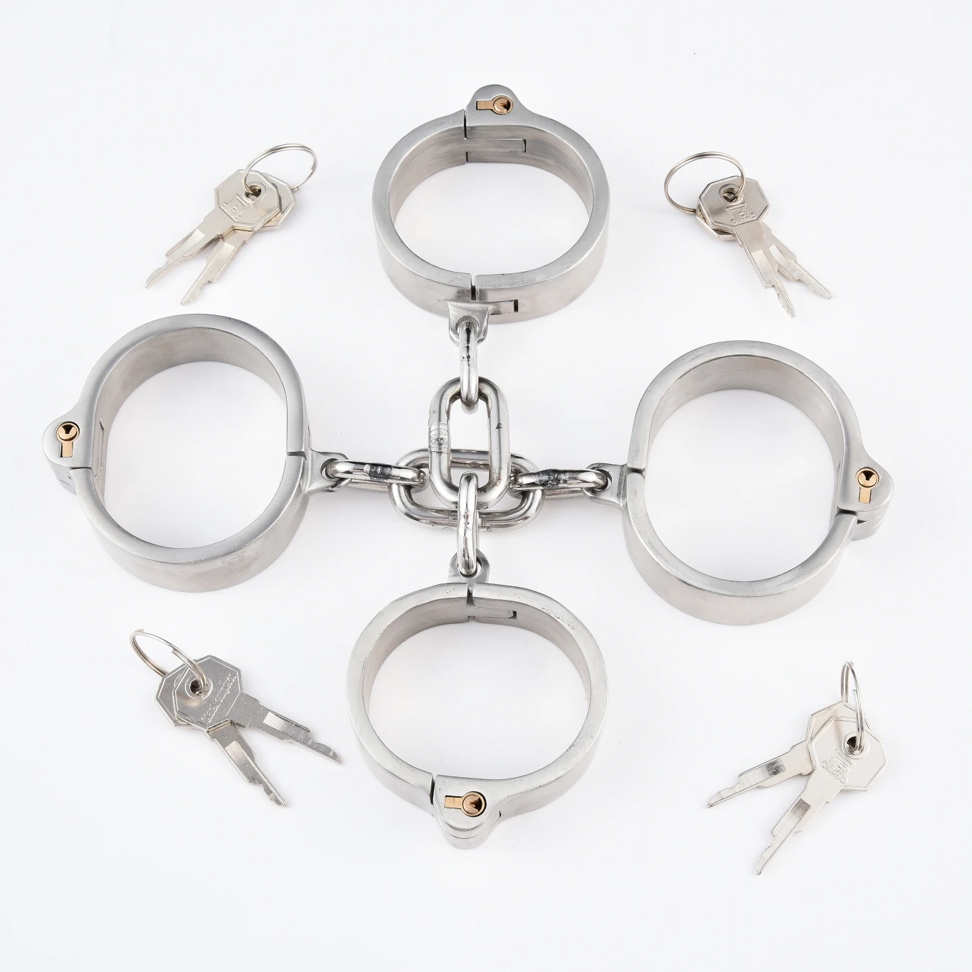 Stainless Steel Oval Handcuffs Wrist Ankle Cuffs Bondage Lock Slave Wear BDSM Restraint Harness Sex Toys Detachable chain