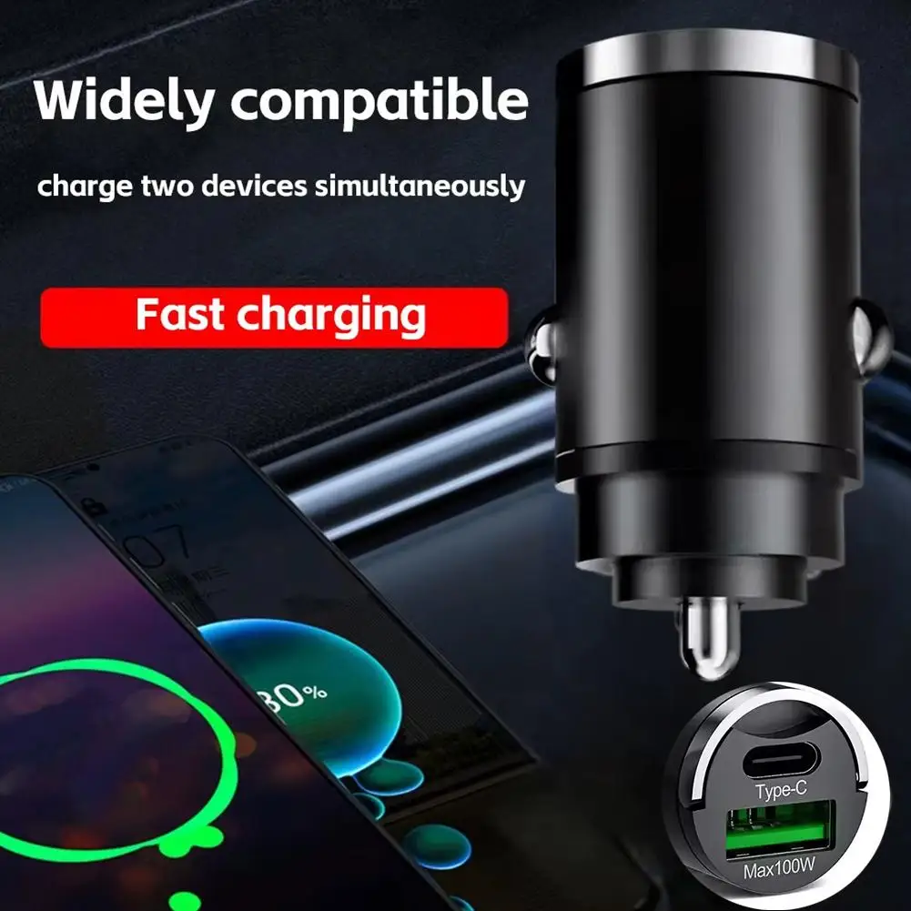 100w Car Charger Converter for iPhone Qc3.0 Dual USB Charging Port Design Suitable for Various Specifications of Car Models view 2