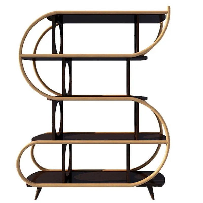 Homestay designer creative real teak rattan displays special S-shaped shelves
