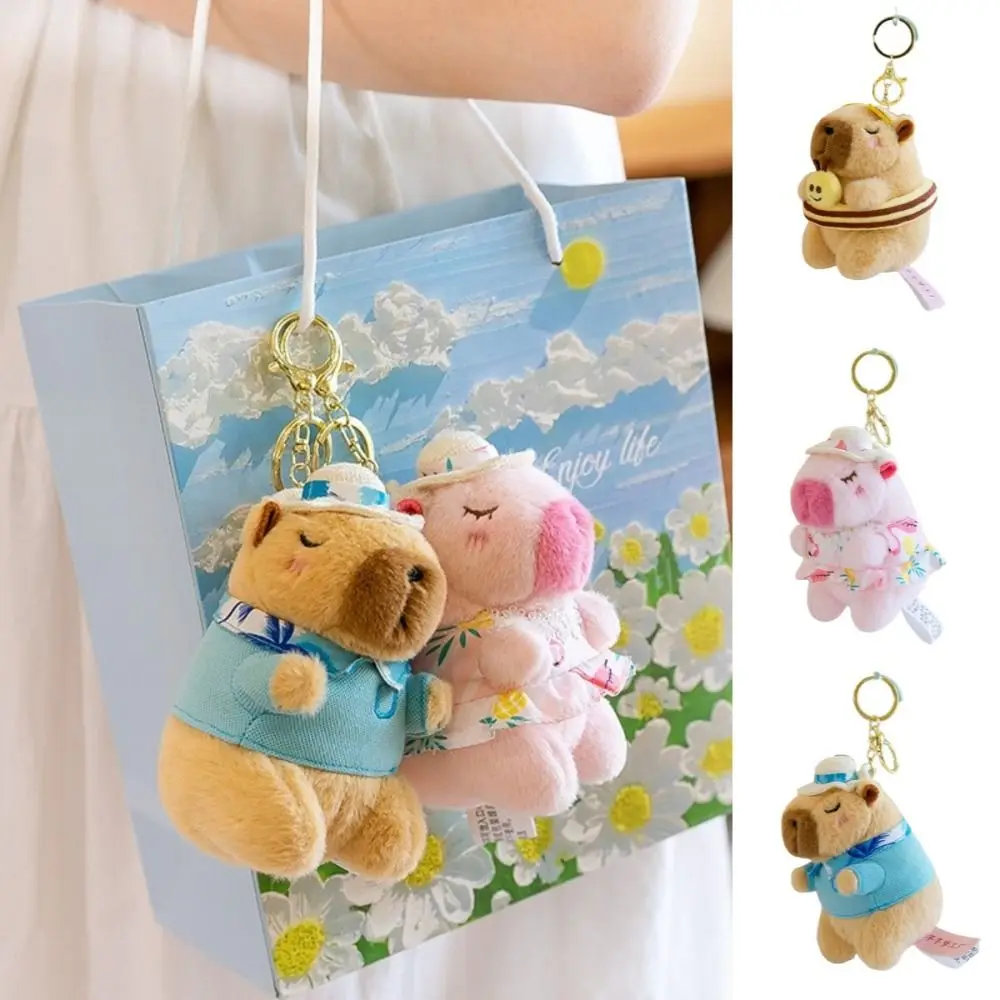 Pluche pop cartoon capibara hanger cartoon grappige capibara pluche sleutelhanger 12 cm creatieve knuffels sleutelhanger tas hangend