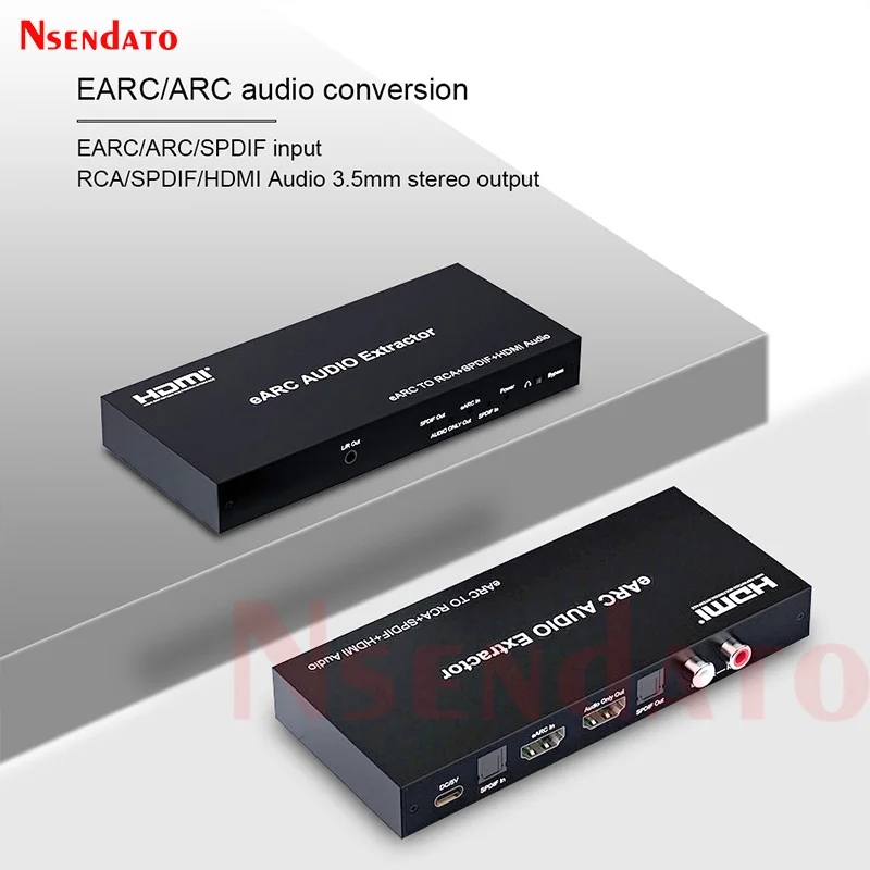 HDMI EARC ARC Audio Extractor 7.1Ch HDMI EARC to RCA SPDIF Audio Converter Support LE L/R 3.5mm Wireless Earphone For Soundbar