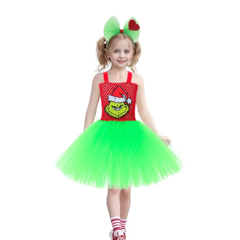 زي عيد الميلاد الجديد ذو الشعر الطويل الوحش سانتا كلوز أداء الشعر الأخضر للأطفال