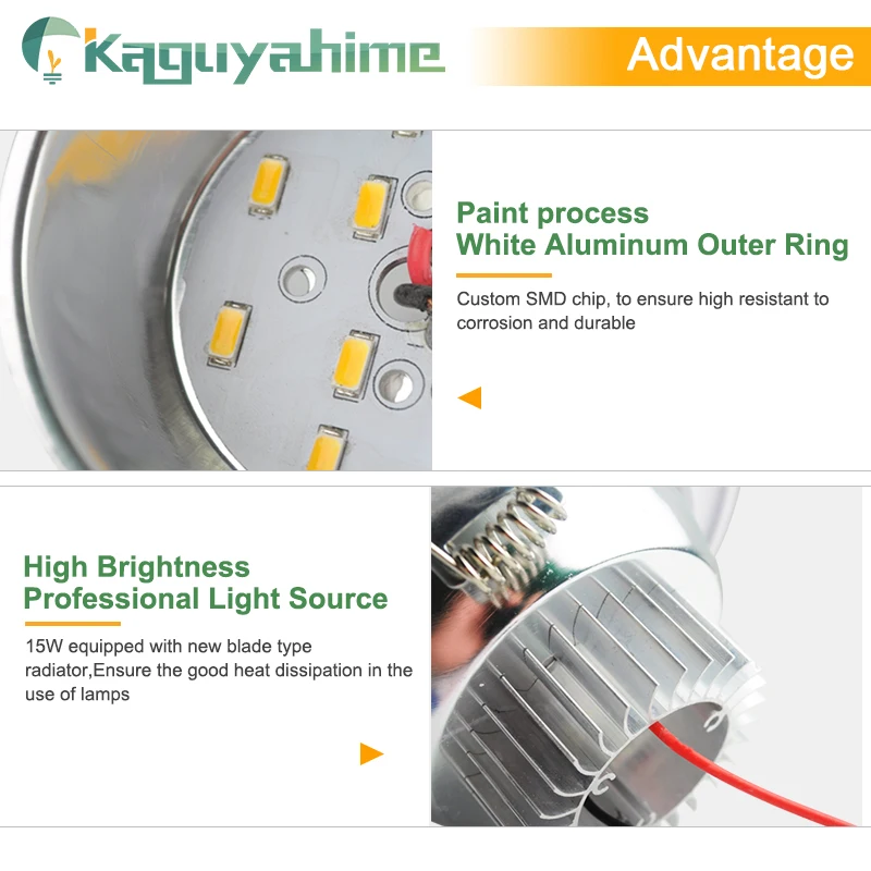 Kaguyahime-Lámpara LED redonda empotrada, foco descendente de 85-265V, CA 110V, 220V, 230V, 3W, 5W, 10W, 15W, blanco frío y cálido, lote de 2