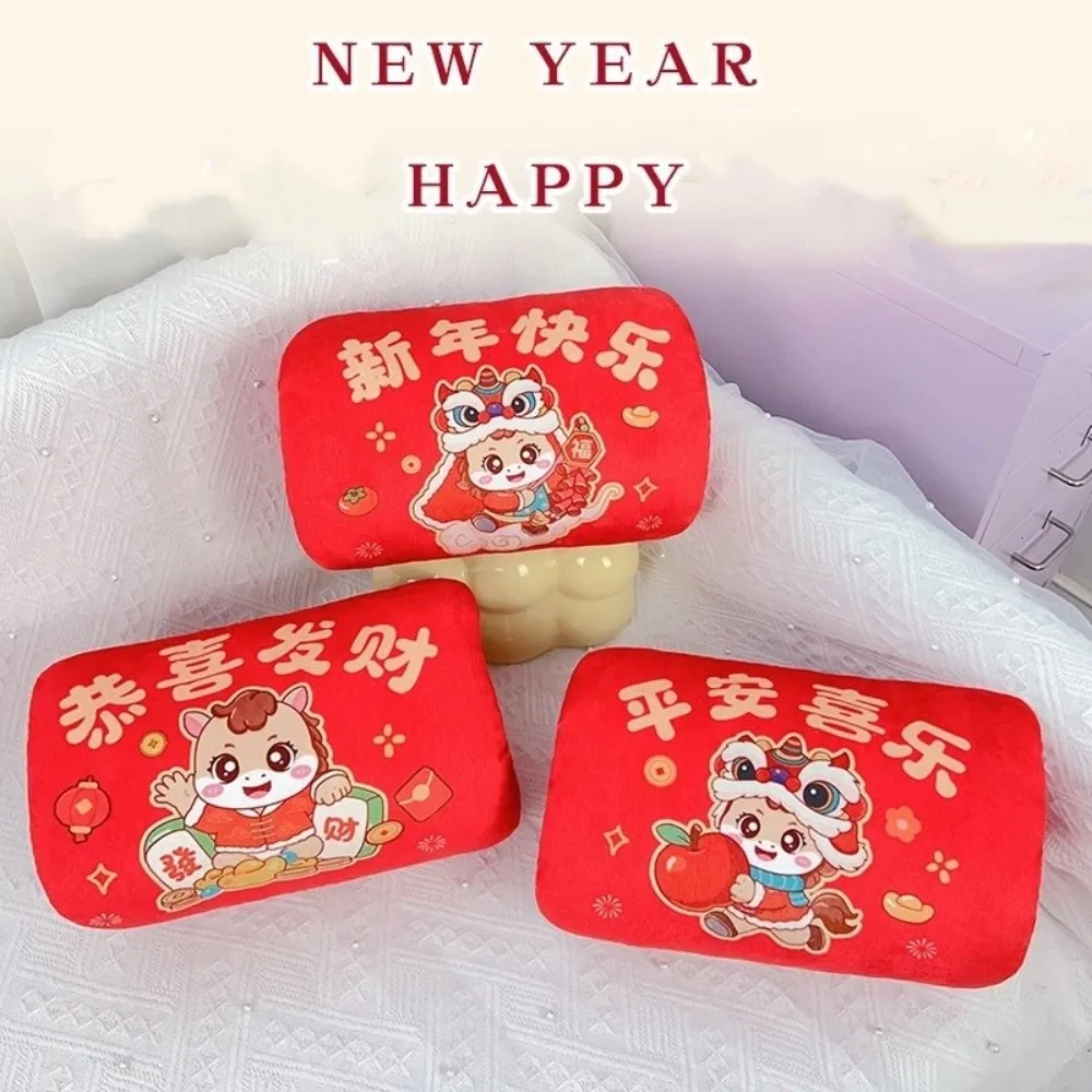 Almohada de mano de peluche de caballo de estilo chino, almohada suave para dormir, relleno de algodón PP de dibujos animados, mascota de caballo de peluche, decoración de dormitorio